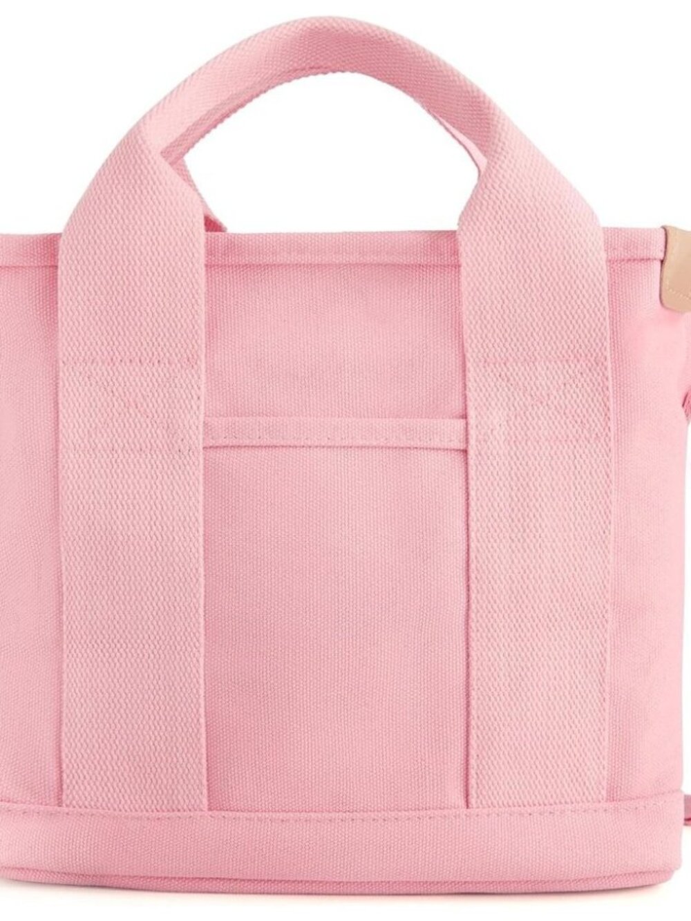 Women's Pink Canvas Tote Bag With Multi Pockets Mini Shoulder Bags With Zipper